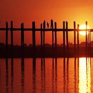 U Bein Bridge in sunset time