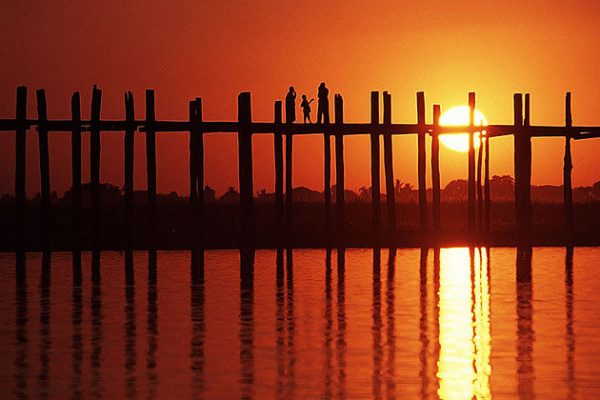 U Bein Bridge in sunset time