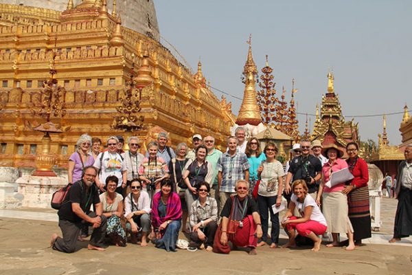 nice photo of our clients at Shwezigon pagoda