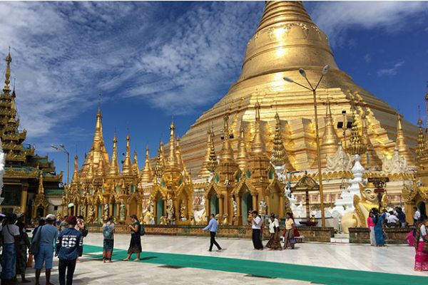 shwedagon pagoda in the most famous tourist atrraction in Yangon