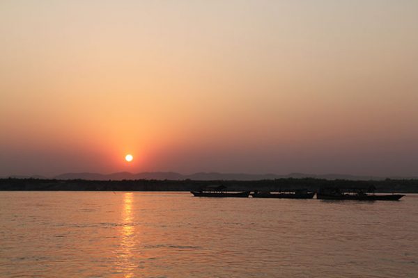 sunset on Irrawaddy river on the way back from Mingun