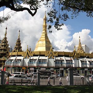 the 2500-year-old Sule Pagoda in Yangon