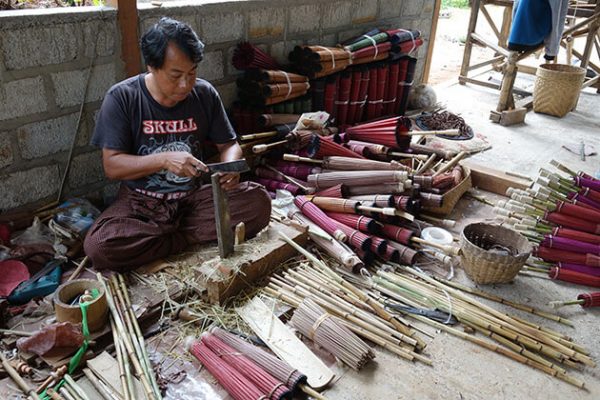 traditional paper and umbrella making village in Pindaya