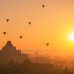 the fancy beauty bagan hot air balloon in the morning