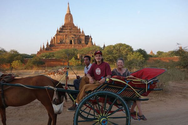 bagan temple tour on a horse cart