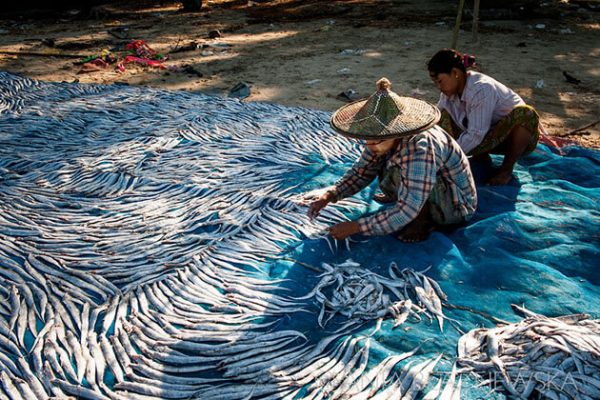 local villagers at a fishing village in Ngapali