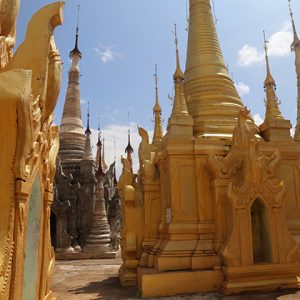 golden stupas - shwe indein pagoda