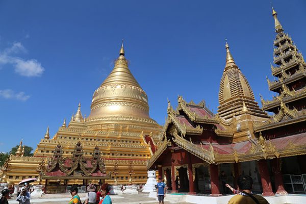 shwezigon pagoda - one of the best places to learn Buddhist teaching in Bagan