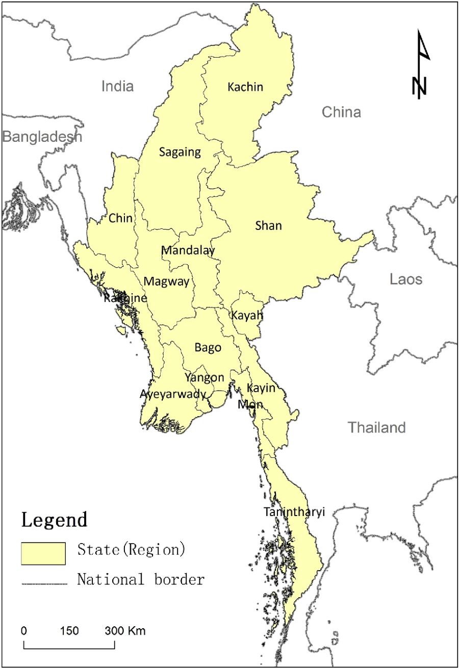 Myanmar travel map - Myanmar tour packages