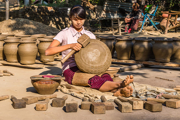 Clay pot making myanmar tours